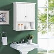 Costway Contemporary Premium MDF Wall Cabinets with 2 Doors in White