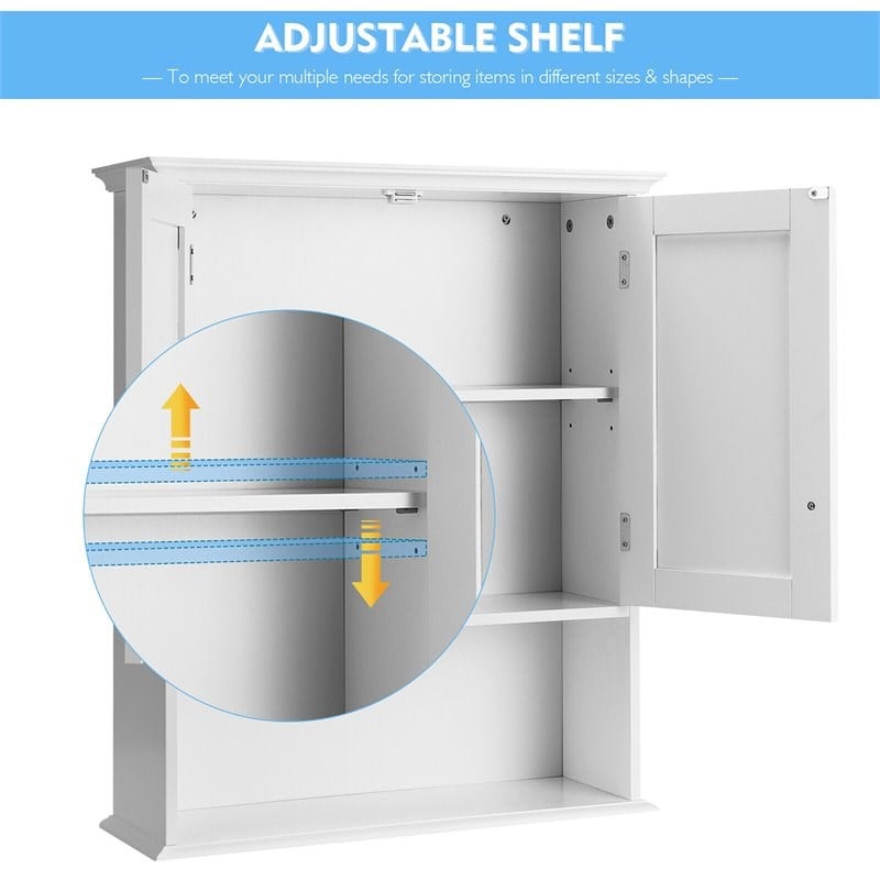 Costway Contemporary Premium MDF Wall Cabinets with 2 Doors in White