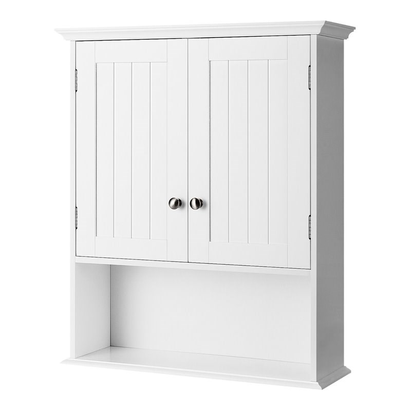 Costway Contemporary Premium MDF Wall Cabinets with 2 Doors in White