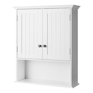 Costway Contemporary Premium MDF Wall Cabinets with 2 Doors in White