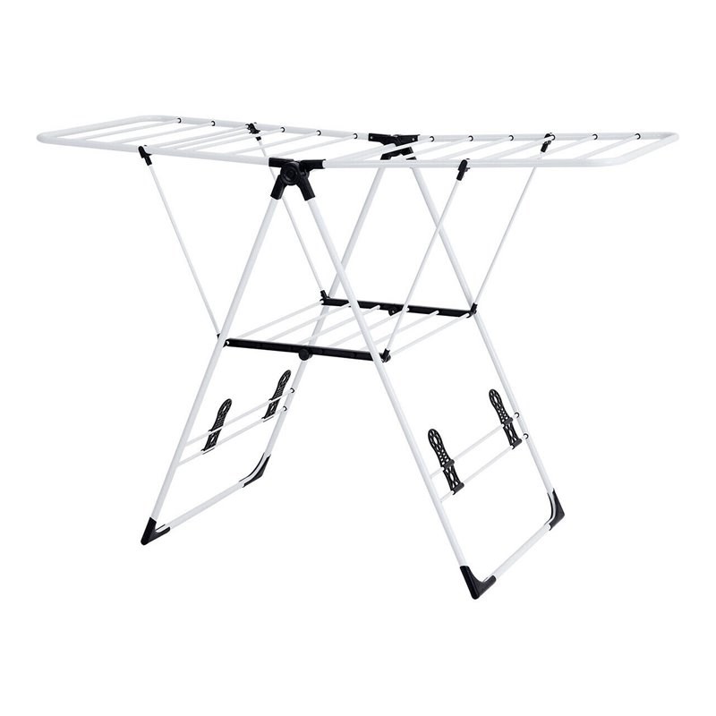 Costway Contemporary Steel and Plastic Folding Laundry Clothes Storage in White