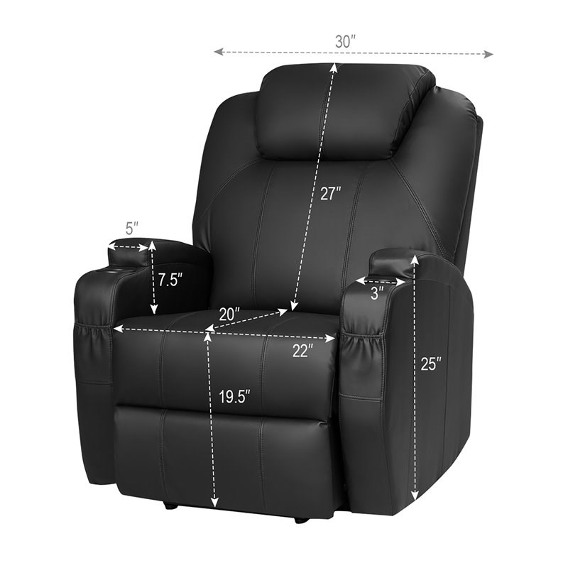 Costway Leather Electric Lift Power Chair with Remote Control in Black