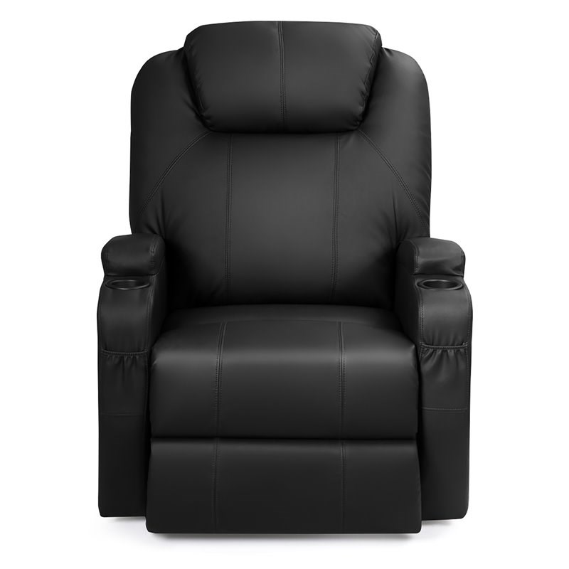 Costway Leather Electric Lift Power Chair with Remote Control in Black