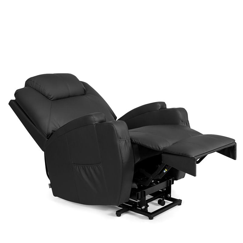 Costway Leather Electric Lift Power Chair with Remote Control in Black