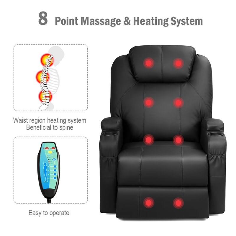 Costway Leather Electric Lift Power Chair with Remote Control in Black