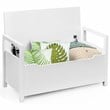 Costway Contemporary Wood Storage Bench with Removable Cushion in White