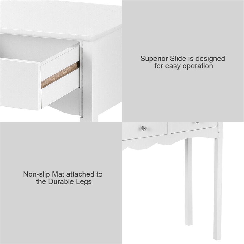 Costway 3-drawer Contemporary MDF Board Console Table in White