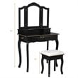 Costway Contemporary MDF Makeup Desk Vanity Set with 4 Drawers & Mirror in Black