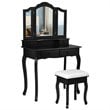 Costway Contemporary MDF Makeup Desk Vanity Set with 4 Drawers & Mirror in Black