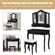Costway Contemporary MDF Makeup Desk Vanity Set with 4 Drawers & Mirror in Black
