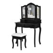 Costway Contemporary MDF Makeup Desk Vanity Set with 4 Drawers & Mirror in Black