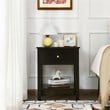Costway Contemporary MDF Nightstand with Spacious Tabletop in Black