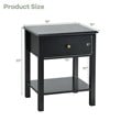 Costway Contemporary MDF Nightstand with Spacious Tabletop in Black