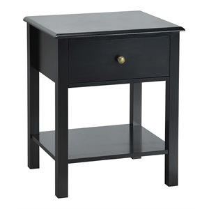 Costway Contemporary MDF Nightstand with Spacious Tabletop in Black