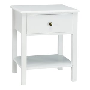 costway contemporary mdf nightstand with spacious tabletop in white