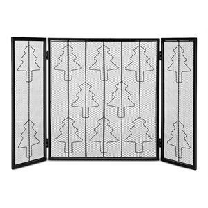 costway 3-panel contemporary solid steel foldable fireplace screen in black