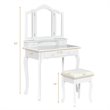 Costway Contemporary MDF Makeup Desk Vanity Set with 4 Drawers in White