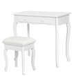 Costway Contemporary MDF Makeup Desk Vanity Set with 4 Drawers in White