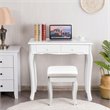 Costway Contemporary MDF Makeup Desk Vanity Set with 4 Drawers in White