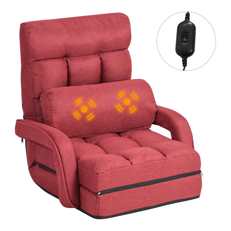 Costway Cotton Sofa Massage Recliner with 5 Adjustable Backrest in Red