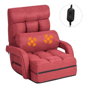 costway cotton sofa massage recliner with 5 adjustable backrest in red