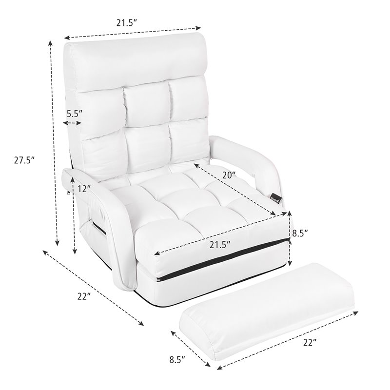 Costway Cotton Sofa Massage Recliner with 5 Adjustable Backrest in White