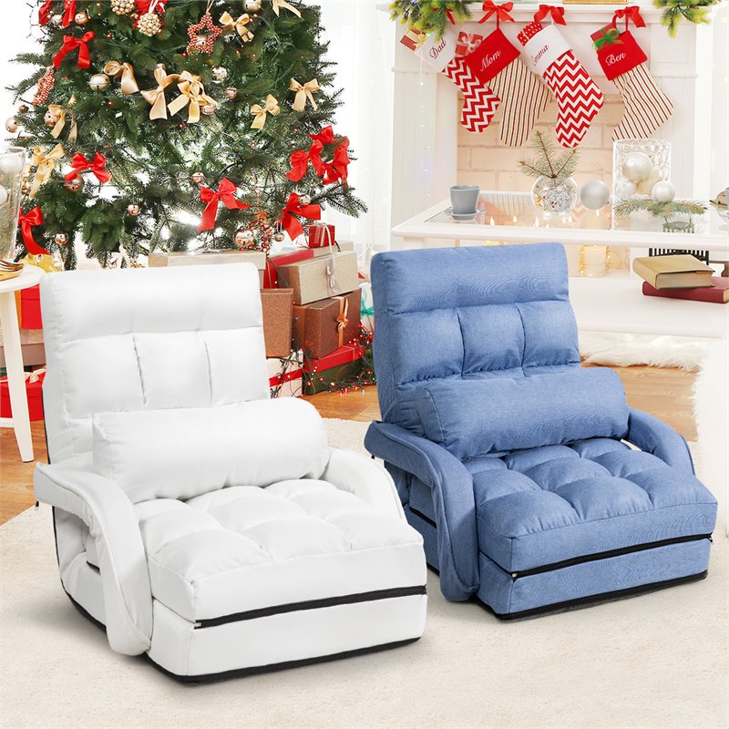 Costway Cotton Sofa Massage Recliner with 5 Adjustable Backrest in White