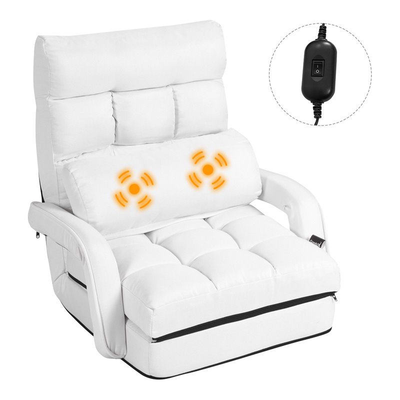Costway Cotton Sofa Massage Recliner with 5 Adjustable Backrest in White