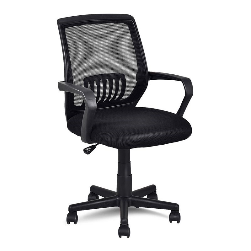 Costway Polyurethane Ergonomic Mid-back Mesh Computer Office Chair in Black