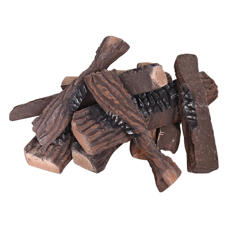 Costway 10-piece Contemporary Ceramic Realistic Wood Gas Logs in Brown