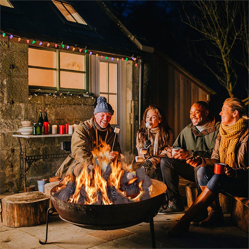 Costway 10-piece Contemporary Ceramic Realistic Wood Gas Logs in Brown