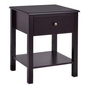 costway contemporary mdf nightstand with spacious tabletop in brown
