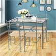 Costway 5-piece Glass and Steel Dining Set with Table and 4 Chairs in Silver