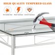 Costway 5-piece Glass and Steel Dining Set with Table and 4 Chairs in Silver