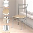 Costway 5-piece Glass and Steel Dining Set with Table and 4 Chairs in Silver