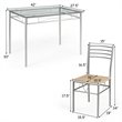Costway 5-piece Glass and Steel Dining Set with Table and 4 Chairs in Silver