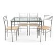 Costway 5-piece Glass and Steel Dining Set with Table and 4 Chairs in Silver