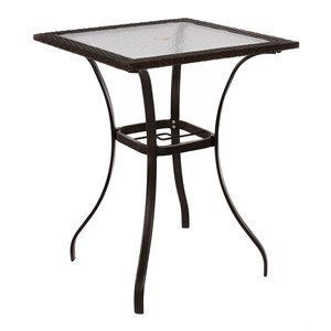 costway square contemporary steel and rattan outdoor bar tables in brown