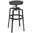 Costway Wood and Metal Adjustable Bar Stools in Brown (Set of 2)