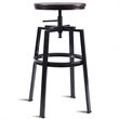 Costway Wood and Metal Adjustable Bar Stools in Brown (Set of 2)