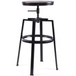 Costway Wood and Metal Adjustable Bar Stools in Brown (Set of 2)