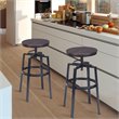 Costway Wood and Metal Adjustable Bar Stools in Brown (Set of 2)