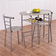Costway 3-piece MDF and Iron Dining Set with Table and 2 Chairs in Silver/Gray