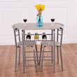 Costway 3-piece MDF and Iron Dining Set with Table and 2 Chairs in Silver/Gray