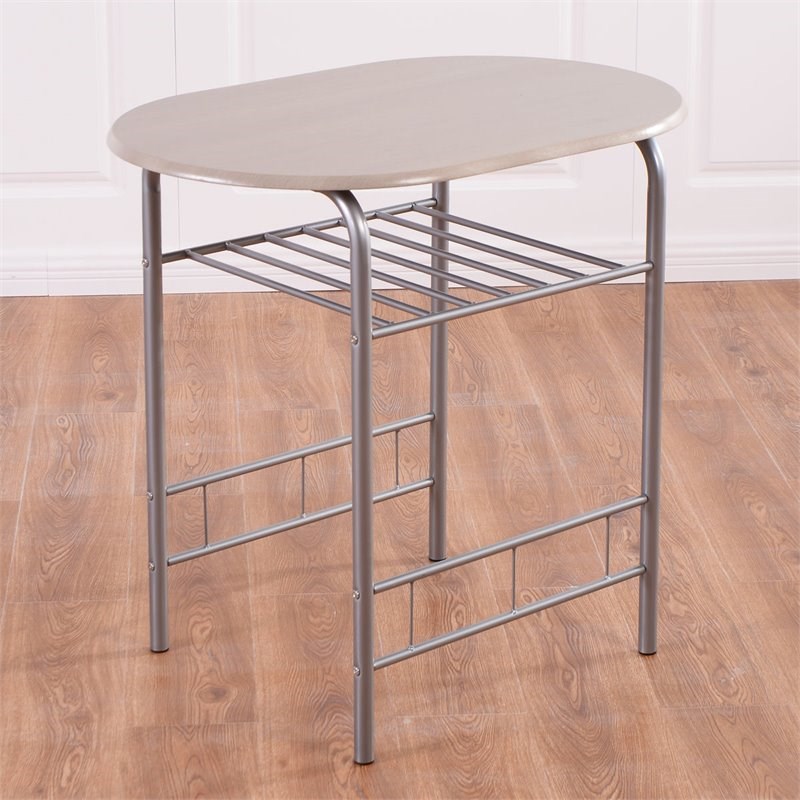 Costway 3-piece MDF and Iron Dining Set with Table and 2 Chairs in Silver/Gray