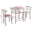 Costway 3-piece MDF and Iron Dining Set with Table and 2 Chairs in Silver/Gray
