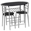 Costway 3-piece MDF and Iron Dining Set with Table and 2 Chairs in Silver/Black