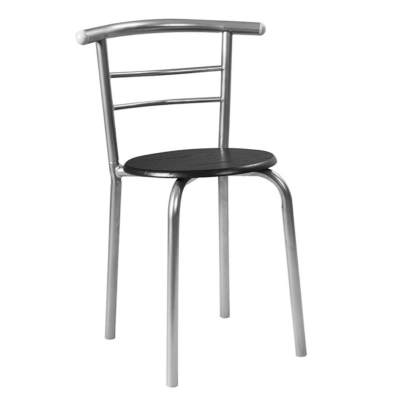 Costway 3-piece MDF and Iron Dining Set with Table and 2 Chairs in Silver/Black