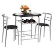Costway 3-piece MDF and Iron Dining Set with Table and 2 Chairs in Silver/Black