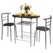 Costway 3-piece MDF and Iron Dining Set with Table and 2 Chairs in Silver/Black